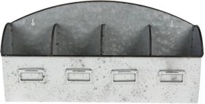 Clayre & Eef Wandrek 40*8*20 Cm Grijs Wit Metaal Muurrek Opbergkast Hangkast Grijs Muurrek Opbergkast