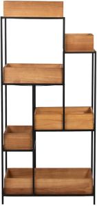 Clayre & Eef Wandrek 55x21x114 Cm Bruin Hout Ijzer Wandplank Wandschap Bruin Wandplank Wandschap