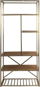 Clayre & Eef Wandrek 77x30x178 cm Goudkleurig Bruin Ijzer Hout Muurrek Goudkleurig Muurrek