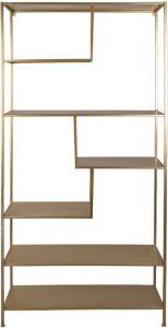 Clayre & Eef Wandrek 80x26x170 Cm Goudkleurig Ijzer Rechthoek Wandplank Wandschap Boekenkast Goudkleurig Wandplank
