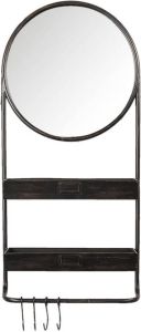 Clayre & Eef Wandspiegel 38*12*89 cm Zwart Ijzer glas Grote Spiegel