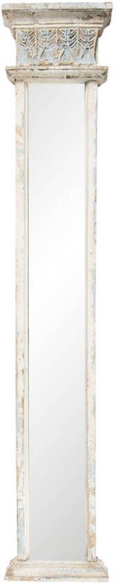 Clayre & Eef Wandspiegel 52S143 28*7*145 cm Wit Hout glas