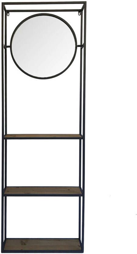 Clayre & Eef Wandspiegel 53*15*165 cm Zwart Hout glas Grote Spiegel