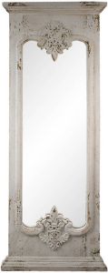Clayre & Eef Wandspiegel 55*5*149 Cm Wit Hout Glas Grote Spiegel Muur