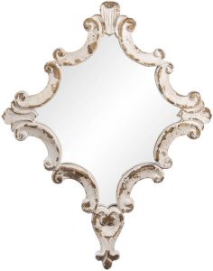 Clayre & Eef Wandspiegel 60*3*76 cm Wit Hout glas Grote Spiegel Muur