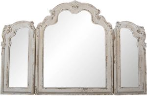 Clayre & Eef Wandspiegel 66*3*84 cm Wit Hout glas Grote Spiegel Muur