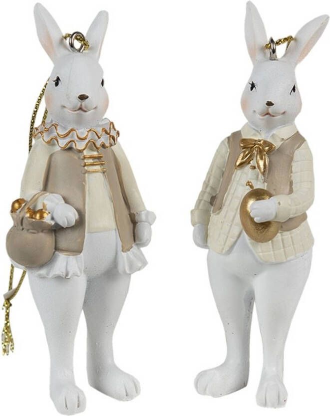 Clayre & Eef Witte Decoratie konijn (2) 4*4*10 4*4*10 cm 6PR4785