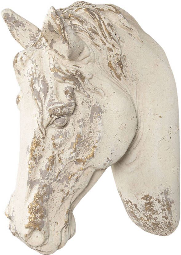 Clayre & Eef Witte Decoratie paard 32*16*45 cm 6PR3052
