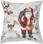 Clayre & Eef Kussenhoes 45*45 Cm Wit Polyester Vierkant Kerstman Sierkussenhoes Kussen Hoes Wit Sierkussenhoes Kussen - Thumbnail 1