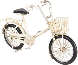 Clayre & Eef Decoratie Miniatuur Fiets 23x6x15 cm Wit Ijzer Kunststof