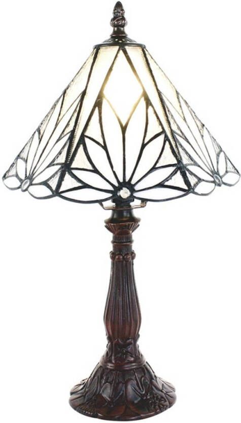 Clayre & Eef Witte Tafellamp Tiffany Ø 20*34 cm E14 max 1*40W 5LL-6191