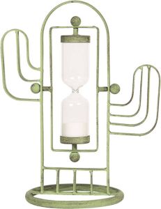 Clayre & Eef Zandloper 28 cm Groen Ijzer Cactus Kookwekker Eierwekker Groen Kookwekker Eierwekker