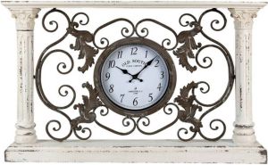 Clayre & Eef Wandklok 76x48 cm Wit Hout Metaal Rechthoek Muurklok