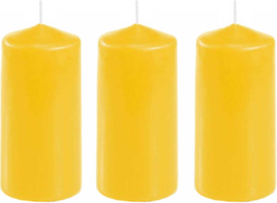 Conpax Candles 3x stuks stompkaars goudgeel 10 x 5 cm Stompkaarsen