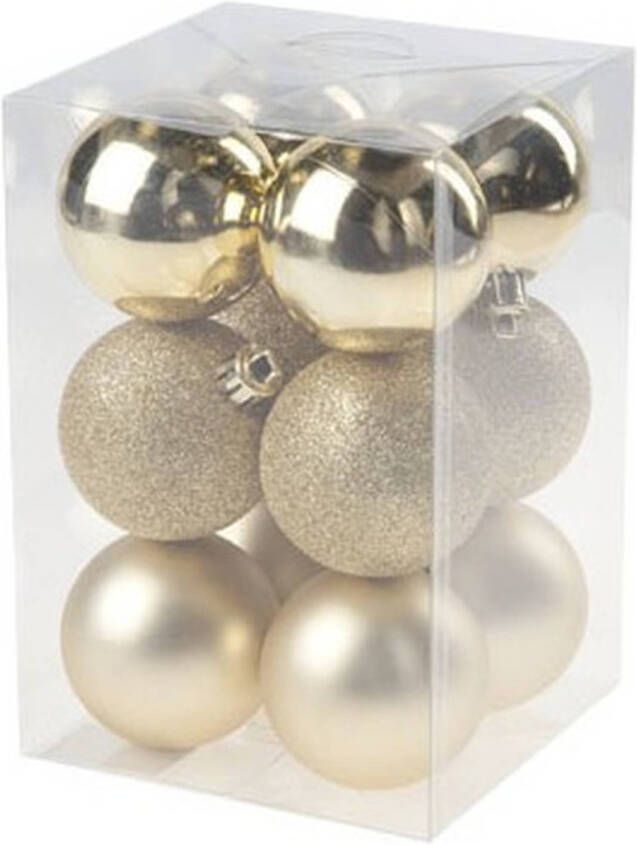Cosy and Trendy 12x Gouden kunststof kerstballen 6 cm Mat glans Onbreekbare plastic kerstballen Kerstboomversiering goud