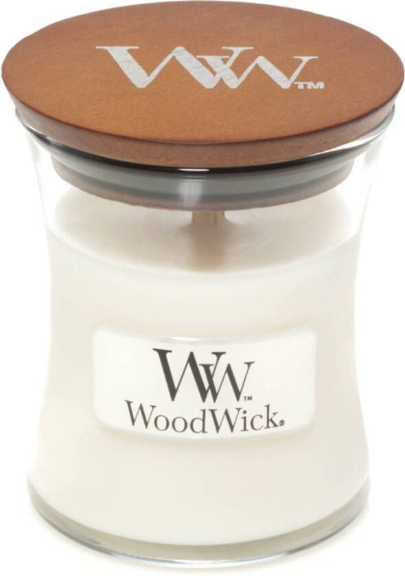 Woodwick Geurkaars Mini White Teak 8 cm ø 7 cm