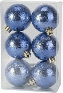 Cosy & Trendy 12x Donkerblauwe Cirkel Motief Kerstballen 6 Cm Kunststof Kerstbal