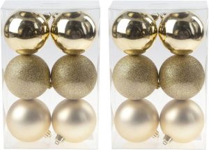 Cosy & Trendy 12x Gouden kerstballen 8 cm kunststof mat glans glitter Kerstbal