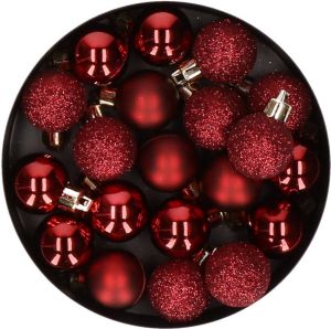 Cosy & Trendy 20x stuks kleine kunststof kerstballen donkerrood 3 cm Kerstbal