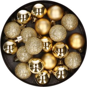 Cosy & Trendy 20x Stuks Kleine Kunststof Kerstballen Goud 3 Cm Mat glans glitter Kerstbal