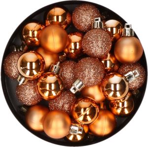Cosy & Trendy 20x stuks kleine kunststof kerstballen koper 3 cm Kerstbal