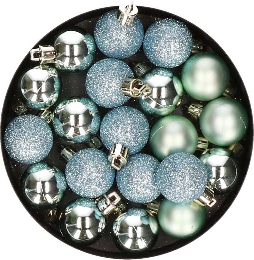 Cosy & Trendy 20x stuks kleine kunststof kerstballen mint groen 3 cm mat glans glitter Kerstbal