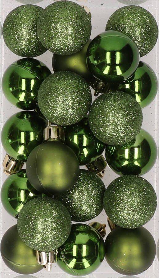 Cosy & Trendy 20x stuks kunststof kerstballen dennengroen 3 cm mat glans glitter Kerstbal