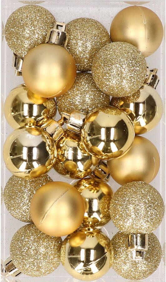 Cosy & Trendy 20x stuks kunststof kerstballen goud 3 cm mat glans glitter Kerstbal