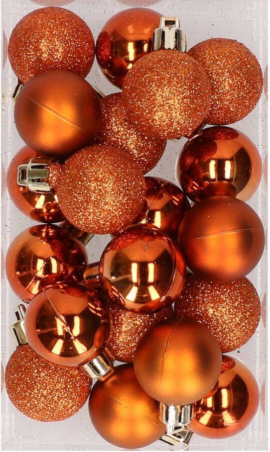 Cosy & Trendy 20x stuks kunststof kerstballen oranje 3 cm mat glans glitter Kerstbal