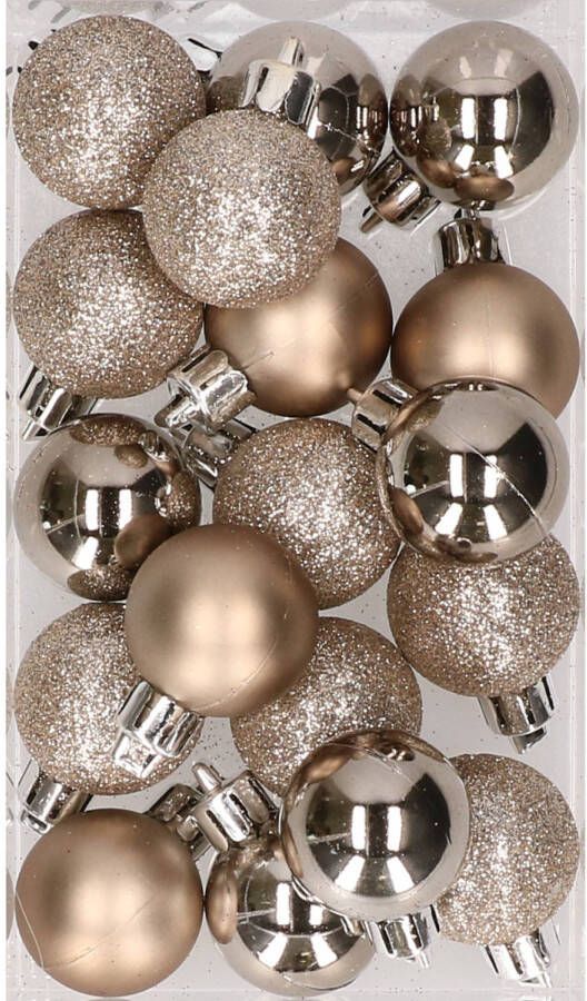 Cosy & Trendy 20x stuks kunststof kerstballen parel champagne 3 cm mat glans glitter Kerstbal