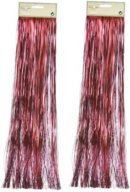 Cosy & Trendy 2x zakjes lametta golvend engelenhaar rood 50 x 500 cm Kerstslingers