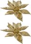 Cosy @ Home 3x stuks decoratie bloemen kerststerren goud glitter op clip 18 cm Decoratiebloemen kerstboomversiering Kunstbloemen - Thumbnail 1
