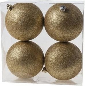 Cosy & Trendy 4x Kunststof kerstballen glitter goud 10 cm kerstboom versiering decoratie Kerstbal