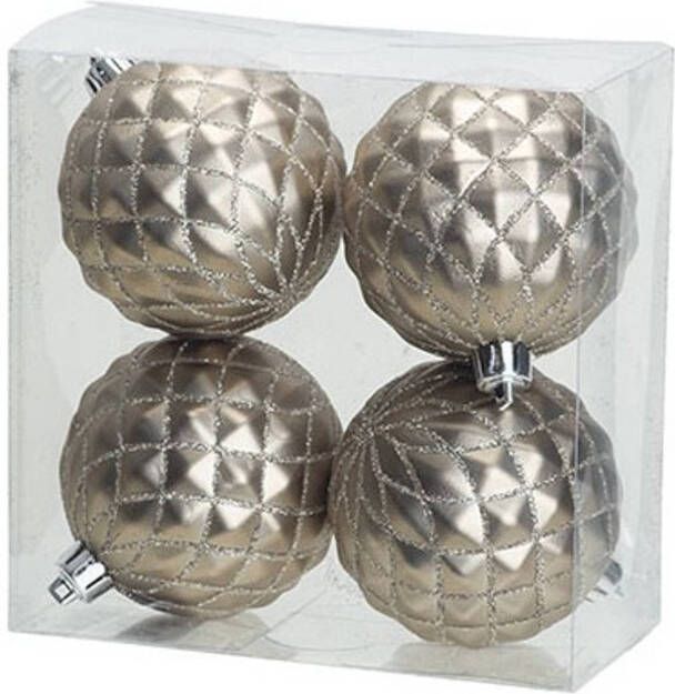 Cosy & Trendy 4x Luxe zilveren kunststof kerstballen 8 cm kerstboomversiering Kerstbal