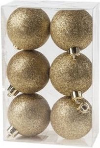 Cosy & Trendy 6x Kunststof kerstballen glitter goud 6 cm kerstboom versiering decoratie Kerstbal