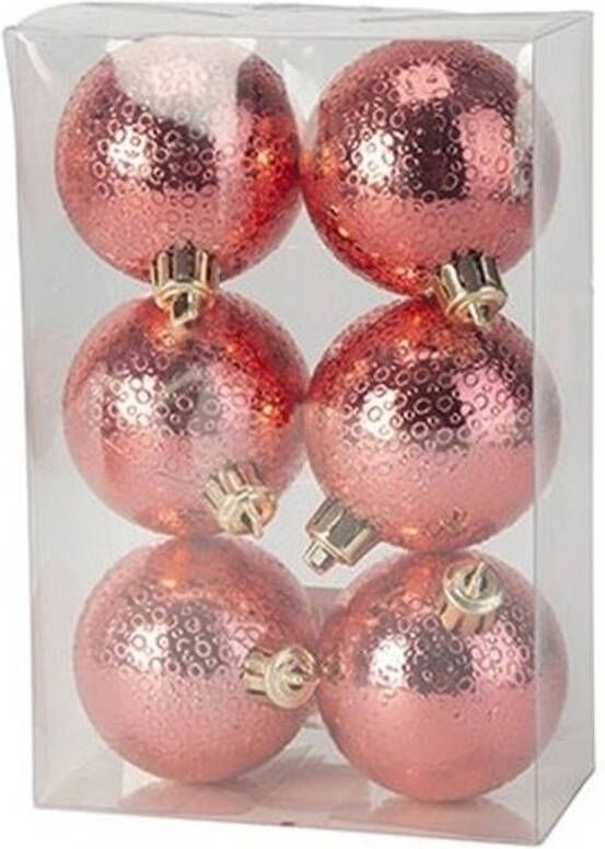 Cosy & Trendy 6x Rode cirkel motief kerstballen 6 cm kunststof Kerstbal