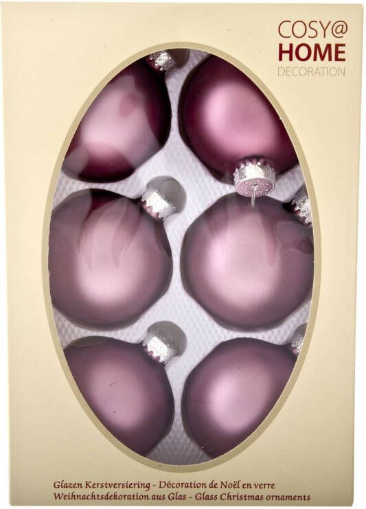 Cosy & Trendy 6x stuks glazen kerstballen orchidee roze 7 cm mat Kerstbal