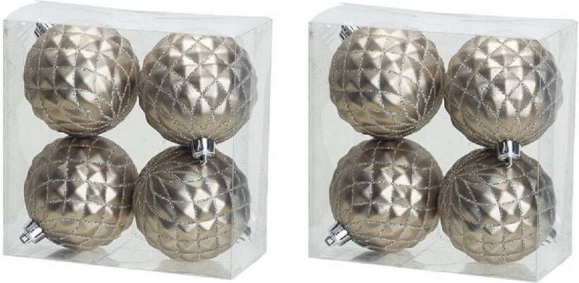 Cosy & Trendy 8x Luxe zilveren kunststof kerstballen 8 cm kerstboomversiering Kerstbal