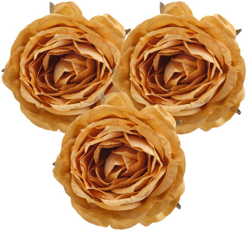 Cosy & Trendy Cosy and Trendy bloem roos op clip -3x goud 9 cm kunststof Kersthangers