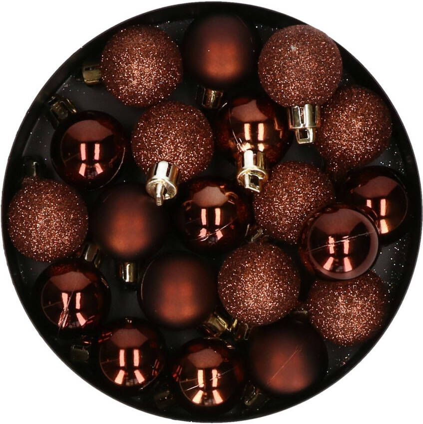 Cosy & Trendy Cosy at Home kleine kerstballen 20x st 3 cm -kunststof -donkerbruin Kerstbal