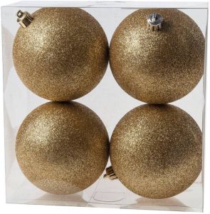 Cosy & Trendy Cosy @Home Kerstballen Goud glitter ø 10 cm 4 Stuks