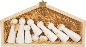 Cosy & Trendy Houten kerststal kerststalletje inclusief houten poppetjes 24 cm Kerststallen