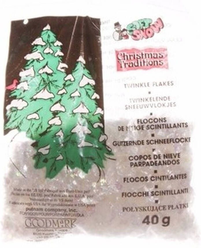 Cosy & Trendy Kerstboomversiering glitter sneeuwvlokjes 40 gram Decoratiesneeuw