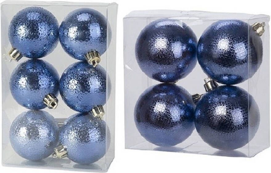 Cosy & Trendy Kerstversiering set circel-motief kerstballen donkerblauw 6 8 cm pakket van 20x stuks Kerstbal