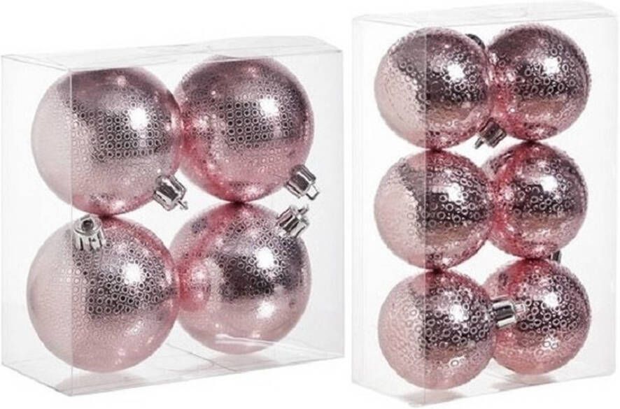Cosy & Trendy Kerstversiering set circel-motief kerstballen roze 6 8 cm pakket van 20x stuks Kerstbal