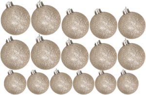 Cosy & Trendy Kerstversiering set glitter kerstballen champagne 6 8 -10 cm pakket van 50x stuks Kerstbal