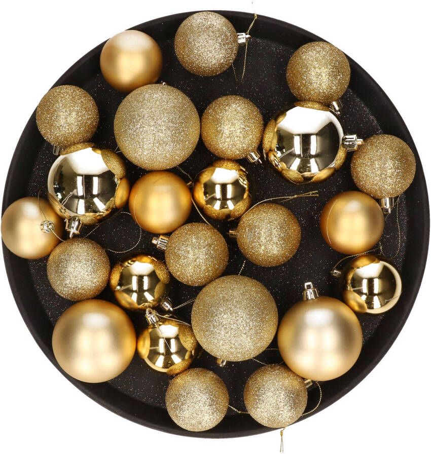 Cosy & Trendy Kerstversiering set kerstballen goud 6 8 10 cm pakket van 40x stuks Kerstbal