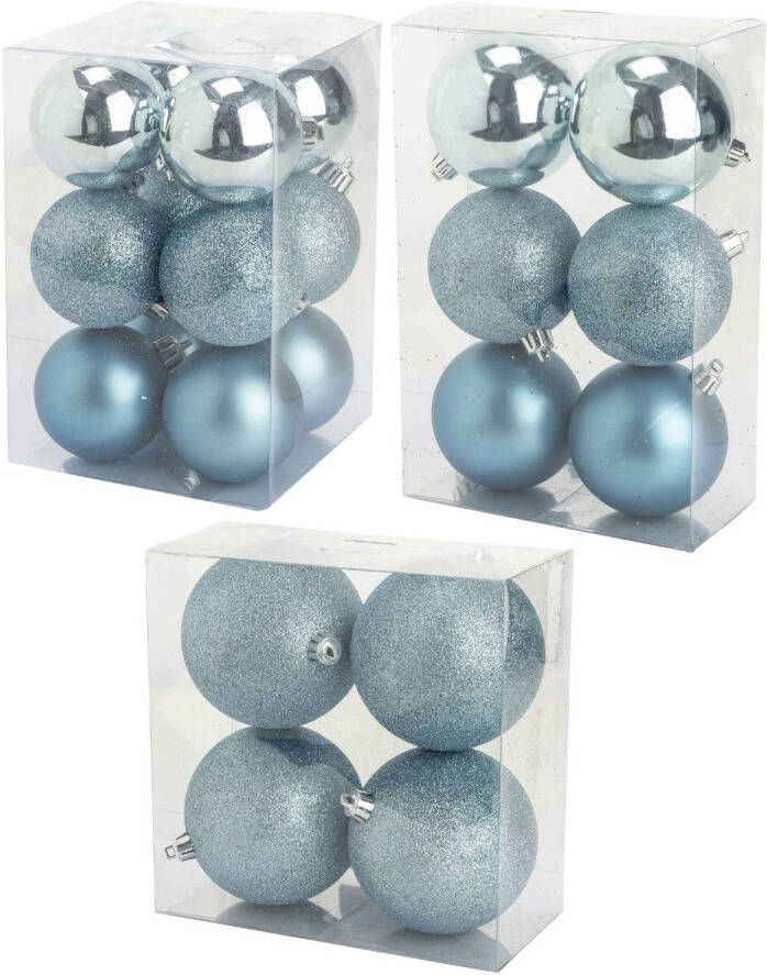 Cosy & Trendy Kerstversiering set kerstballen ijsblauw 6 8 10 cm pakket van 40x stuks Kerstbal