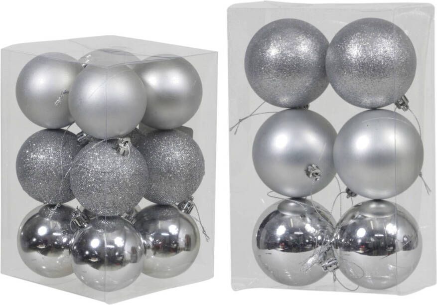 Cosy & Trendy Kerstversiering set kerstballen zilver 6 8 cm pakket van 54x stuks Kerstbal
