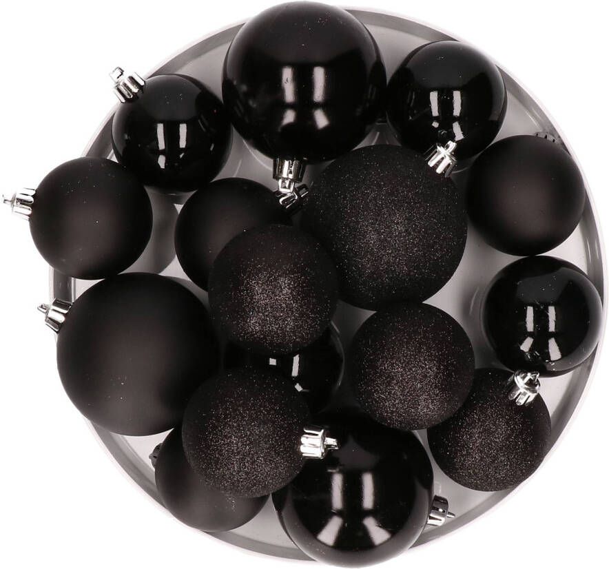 Cosy & Trendy Kerstversiering set kerstballen zwart 6 8 cm pakket van 48x stuks Kerstbal
